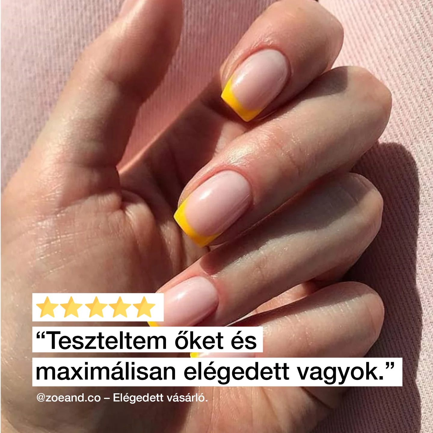 SPARITUAL customer-review ad showing a yellow French manicure